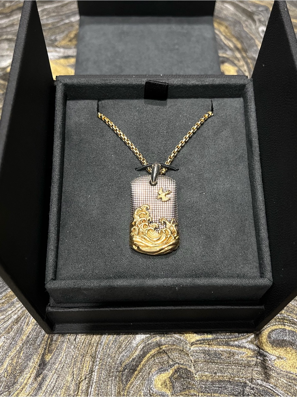 David Yurman Waves Tag & Box Chain